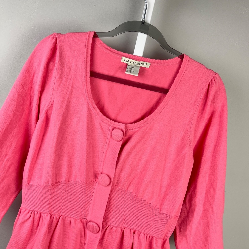 Requirements Pink Peplum Cardigan Sweater Womens XL Cotton Blend Coquette